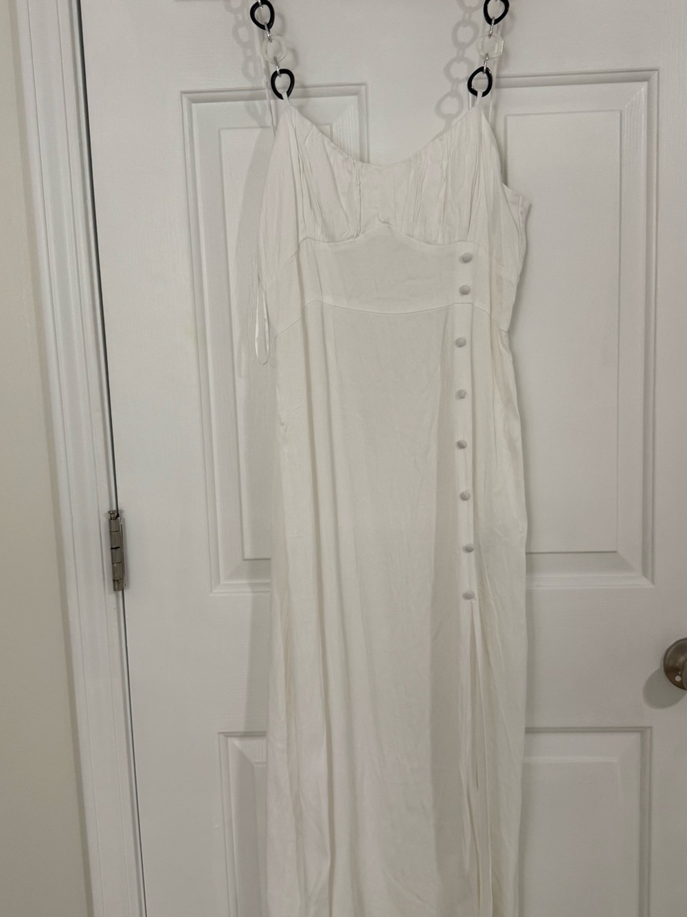 Zara White Slip Maxi Dress with Side Buttons